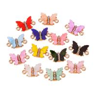 Acrylic Connectors, with Tibetan Style, Butterfly, gold color plated, fashion jewelry & with rhinestone & 1/1 loop, more colors for choice, 23x13mm, Approx 100PCs/Bag, Sold By Bag
