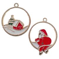 Zinc Alloy Christmas Pendants Santa Claus gold color plated fashion jewelry  & enamel nickel lead & cadmium free Approx Sold By Bag