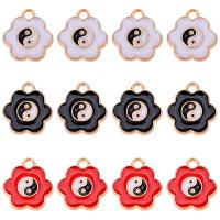 Zinc Alloy Enamel Pendants Flower gold color plated fashion jewelry & ying yang nickel lead & cadmium free Approx Sold By Bag