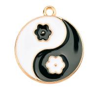 Zinc Alloy Enamel Pendants Round gold color plated fashion jewelry nickel lead & cadmium free Approx Sold By Bag