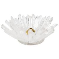 Traditional Ceramic Inserted Burner Incense Seat Clear Quartz with Zinc Alloy Flower gold color plated mixed colors 80-90mm Sold By PC