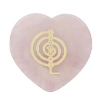 Rose Quartz Διακόσμηση, Καρδιά, γυαλισμένο, διαφορετικά σχέδια για την επιλογή, ροζ, 60x60mm, Sold Με PC