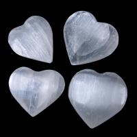 حجر الجبس زخرفة, قلب, مصقول, أبيض, 40mm, تباع بواسطة PC