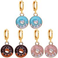 Huggie Hoop Drop Earring, Tibetan Style, Donut, gold color plated, for woman & enamel, more colors for choice, nickel, lead & cadmium free, 15x33mm, Approx 100Pairs/Bag, Sold By Bag