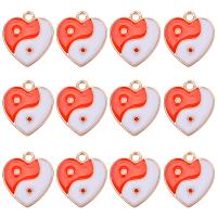 Tibetan Style Enamel Pendants, Heart, gold color plated, ying yang & Unisex, more colors for choice, nickel, lead & cadmium free, 15x18mm, Approx 100PCs/Bag, Sold By Bag