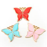 Tibetan Style Enamel Pendants, Butterfly, gold color plated, Unisex, more colors for choice, nickel, lead & cadmium free, 27x20mm, Approx 100PCs/Bag, Sold By Bag
