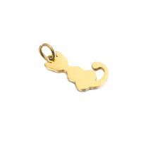 Stainless Steel Animal Pendants 304 Stainless Steel Cat Vacuum Ion Plating fashion jewelry Sold By PC