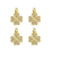 Cubic Zirconia Micro Pave Brass Pendant Four Leaf Clover plated DIY & micro pave cubic zirconia nickel lead & cadmium free Sold By PC