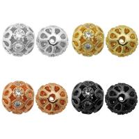 Cubic Zirconia Micro Pave Brass Beads, Round, plated, DIY & micro pave cubic zirconia & hollow, more colors for choice, nickel, lead & cadmium free, 8x7.50mm, Sold By PC