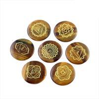 Tiger Eye Decoration, Flat Round, stoving varnish, different styles for choice, 30mm, Sold By PC