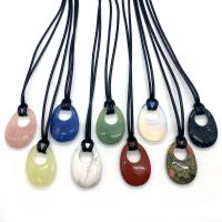 Gemstone Pendants Jewelry, Oval, different materials for choice, more colors for choice, 25x35mm, Sold By PC