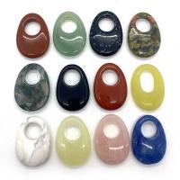 Gemstone Hängen Smycken, Ädelsten, Oval, olika material för val, fler färger för val, 25x35mm, Säljs av PC