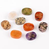 pierre gemme décoration, ovale plat, vernis au four, différents matériaux pour le choix, plus de couleurs à choisir, 20x25mm, Vendu par PC