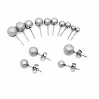 Stainless Steel Stud Earrings 304 Stainless Steel Round machine polished fashion jewelry & polished & DIY & Unisex original color Sold By PC