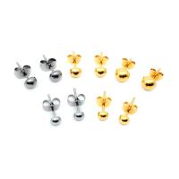 Stainless Steel Stud Earrings, 304 Stainless Steel, Galvanic plating, polished & DIY & Unisex & different size for choice, more colors for choice, 100PCs/Bag, Sold By Bag