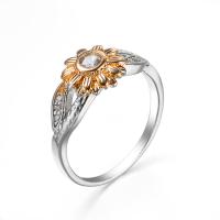 Cubic Zircon Brass Finger Ring Sunflower platinum color plated fashion jewelry & Unisex & with cubic zirconia Sold By PC