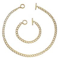 Fashion Stainless Steel Jewelry Sets, bracelet & necklace, 304 Stainless Steel, Vacuum Ion Plating, 2 pieces & fashion jewelry & Unisex, more colors for choice, 7mm, Length:Approx 8.28 Inch, Approx 17.72 Inch, Sold By Set