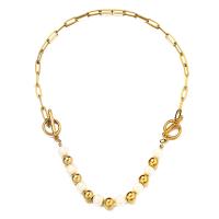 Plastik perle halskæde, 304 rustfrit stål, med Plastic Pearl, mode smykker & Unisex, flere farver til valg, Længde Ca. 16.53 inch, Solgt af PC