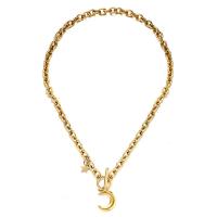 Edelstahl Schmuck Halskette, 304 Edelstahl, Mond und Sterne, Modeschmuck & für Frau, keine, 7mm,21mm, Länge:ca. 17.72 ZollInch, verkauft von PC