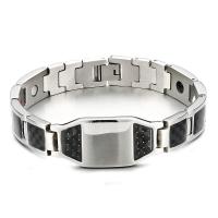 Stainless Steel Jewelry Bracelet 304 Stainless Steel with Carbon Fibre fashion jewelry & Unisex silver color 12mm 18mm Length Approx 8.27 Inch Sold By PC