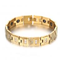 Bijoux bracelet en acier inoxydable, Acier inoxydable 304, bijoux de mode & unisexe & avec strass, doré, 13mm, Longueur:Environ 8.27 pouce, Vendu par PC