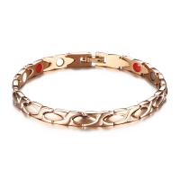 Stainless Steel Jewelry Bracelet, 304 Stainless Steel, Vacuum Ion Plating, fashion jewelry & for woman, rose gold color, 7mm, Length:Approx 7.68 Inch, Sold By PC