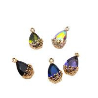 Rhinestone Brass Pendants, Teardrop, gold color plated, DIY & with rhinestone, more colors for choice, nickel, lead & cadmium free, 10PCs/Lot, Sold By Lot