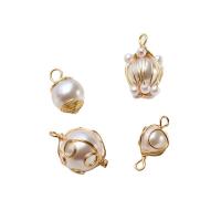 Brass Jewelry Pendants, with Plastic Pearl, gold color plated, DIY & different styles for choice, more colors for choice, nickel, lead & cadmium free, 10PCs/Lot, Sold By Lot
