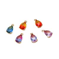 Crystal Pendants Brass with Crystal Teardrop gold color plated gradient color & DIY nickel lead & cadmium free Sold By Lot