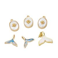 Brass Jewelry Pendants, with Shell, gold color plated, DIY & different styles for choice, more colors for choice, nickel, lead & cadmium free, 10PCs/Lot, Sold By Lot