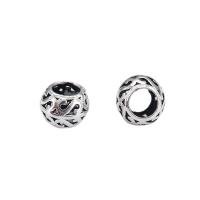 925 Sterling Silver Beads, Round, vintage & DIY & hollow, 7.80x5.60mm, Hole:Approx 4mm, Sold By PC