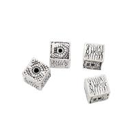 925 Sterling Silver Beads, Square, vintage & DIY, 9.60x9.10mm, Hole:Approx 1.8mm, Sold By PC