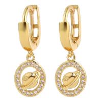 Huggie Hoop Drop Earring, Brass, gold color plated, micro pave cubic zirconia & for woman & hollow, 12x30mm, Sold By Pair