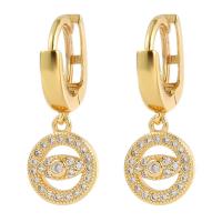 Huggie Hoop Drop Earring Brass gold color plated micro pave cubic zirconia & for woman & hollow Sold By Pair