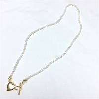 Freshwater Pearl Mässing Chain Necklace, med Mässing, mässing togglelås, för kvinna, blandade färger, 2-4mm, Längd 40-42 cm, Säljs av PC