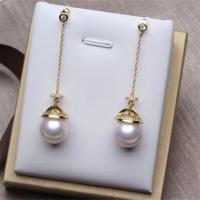 925 Sterling Silver Drop Earring with Freshwater Pearl sterling silver post pin for woman & with rhinestone 10-60mm Sold By Pair