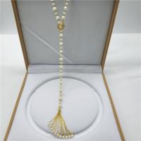 Пресноводные перлы ожерелье цепи свитера, Пресноводные жемчуги, с Латунь, латунь раскладывающейся застежкой, Женский, разноцветный, 3-8mm, длина:85-90 см, продается PC