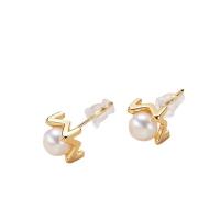 925 Sterling Silver Stud Earring with Freshwater Pearl sterling silver post pin for woman mixed colors 5-35mm Sold By Pair