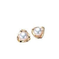 925 Sterling Silver Stud Earring, with Freshwater Pearl, sterling silver post pin, for woman, mixed colors, 5-30mm, Sold By Pair