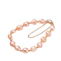 Freshwater Cultured Pearl Bracelet Freshwater Pearl with Magnet & Brass brass magnetic clasp for woman mixed colors 7-9mm Length 18 cm Sold By PC