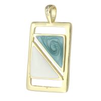 Cubic Zirconia Micro Pave Brass Pendant Rectangle gold color plated fashion jewelry & DIY & micro pave cubic zirconia & enamel multi-colored Approx 3mm Sold By Lot