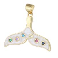 Cubic Zirconia Micro Pave Brass Pendant, gold color plated, fashion jewelry & DIY & micro pave cubic zirconia & enamel, multi-colored, 29x21x2mm, Hole:Approx 3mm, 10PCs/Lot, Sold By Lot