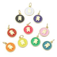 Brass Jewelry Pendants Round gold color plated fashion jewelry & DIY & enamel Approx 3mm Sold By Lot
