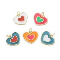 Brass Jewelry Pendants, Heart, gold color plated, fashion jewelry & DIY & enamel, more colors for choice, 15x13x2mm, Hole:Approx 3mm, 10PCs/Lot, Sold By Lot
