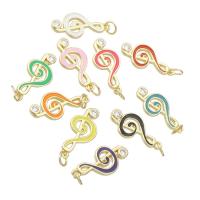 Brass Jewelry Pendants, Music Note, gold color plated, fashion jewelry & DIY & enamel, more colors for choice, 9x20x2mm, Hole:Approx 3mm, 10PCs/Lot, Sold By Lot