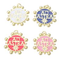 Cubic Zirconia Micro Pave Brass Pendant, Round, gold color plated, fashion jewelry & DIY & micro pave cubic zirconia & enamel, more colors for choice, 18.50x19x3mm, Hole:Approx 2mm, 10PCs/Lot, Sold By Lot