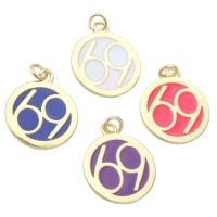 Brass Jewelry Pendants, Round, gold color plated, fashion jewelry & DIY & enamel, more colors for choice, 14.50x17x1mm, Hole:Approx 2mm, 10PCs/Lot, Sold By Lot