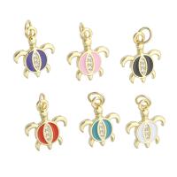 Cubic Zirconia Micro Pave Brass Pendant Turtle gold color plated fashion jewelry & DIY & micro pave cubic zirconia & enamel Approx 3.5mm Sold By Lot