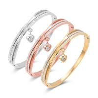 Titanium Steel Bangle fashion jewelry & for woman & with rhinestone Length 17 cm Sold By PC
