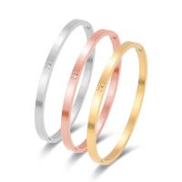 Titanium Steel Bangle, fashion jewelry & Unisex & with rhinestone, more colors for choice, 60x50mm, Length:17 cm, Sold By PC